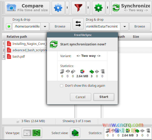 FreeFileSync：在 Ubuntu 中对比及同步文件