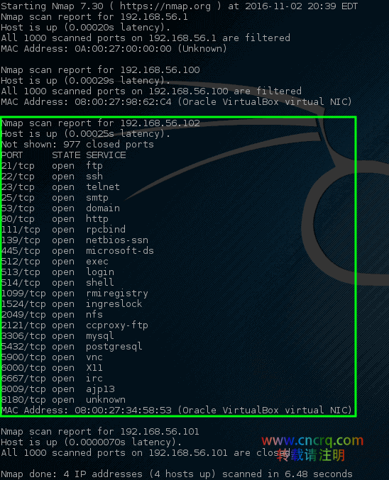 在Kali Linux下实战Nmap（网络安全扫描器）