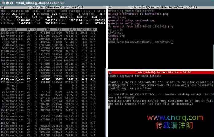 Terminator：一款一个窗口包含多个终端的 Linux 终端仿真器