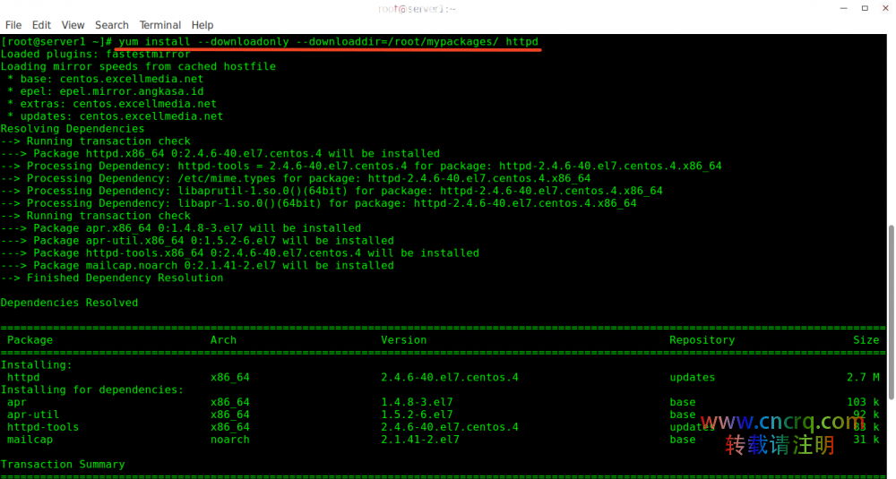 怎样在 CentOS 里下载 RPM 包及其所有依赖包