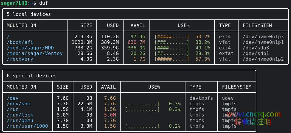 如何在 Linux 中安装和使用 duf 命令-图片2