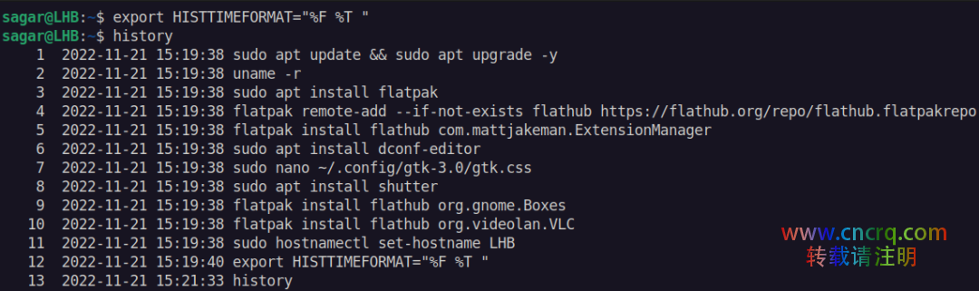 Linux 中的 history 命令中如何启用时间戳-图片2