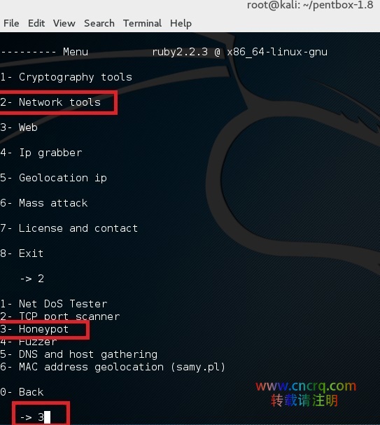 在 Kali Linux 环境下设置蜜罐